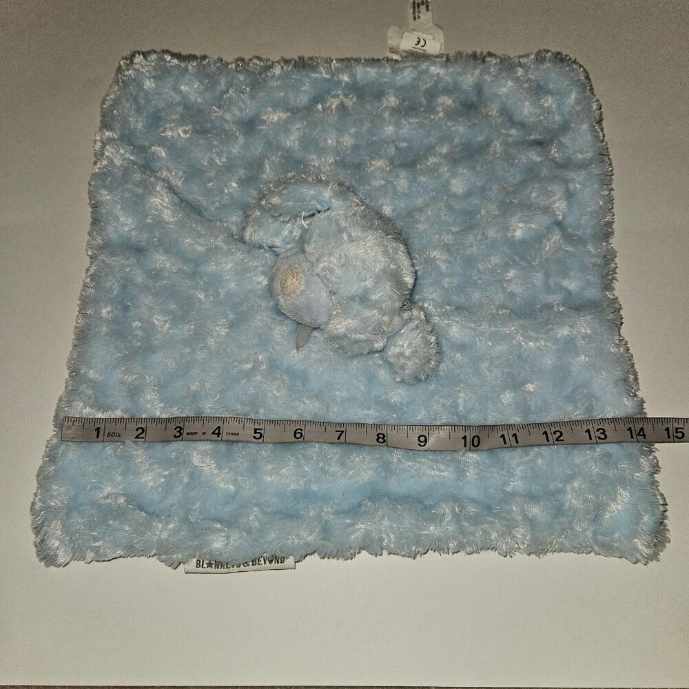Blankets & Beyond Blue Puppy Dog Lovey Security Plush Toy Rosette Soft Fleece - Picture 4 of 9